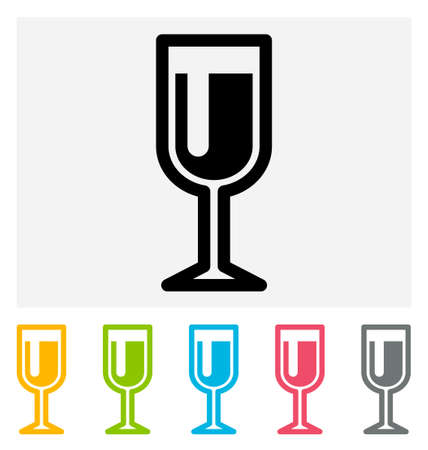 Wineglass Icon isolated on gray and whiteのイラスト素材