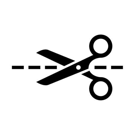 Scissors with cut lines isolated on whiteのイラスト素材