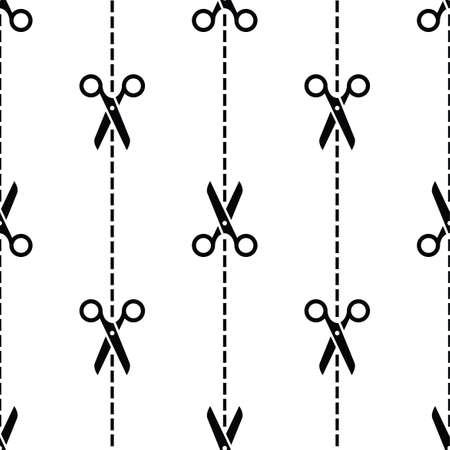 Seamless pattern with scissors and cut linesのイラスト素材