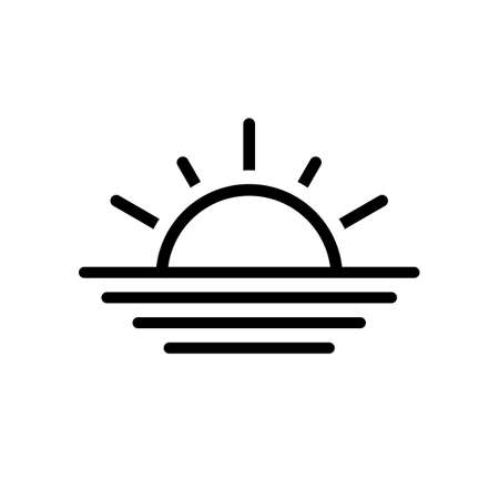 Black thin line sun icon isolated on whiteのイラスト素材