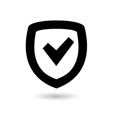Security icon on white background. Shield with check mark  Protection symbolのイラスト素材