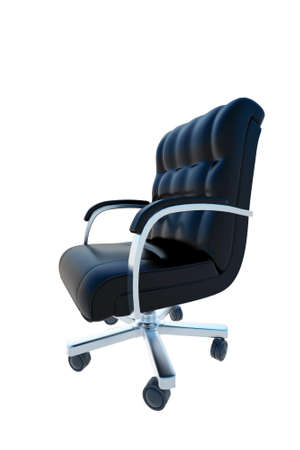The office armchair from black leather isolated on whiteの写真素材