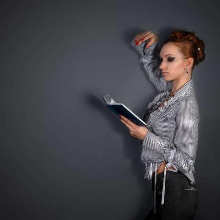 attractive woman reading book