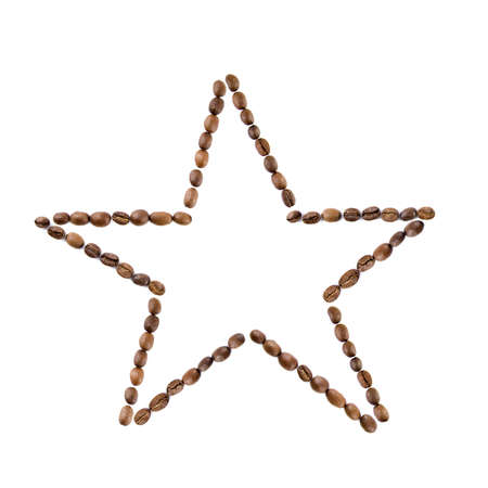 star from coffee beans isolated on whiteの写真素材