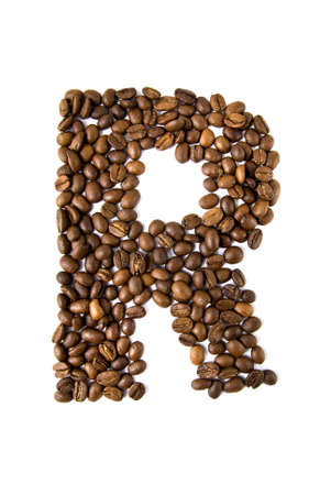 coffee letter isolated on whiteの写真素材
