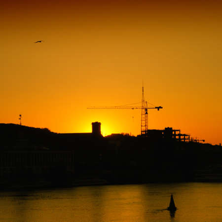 City silhouette on sunsetの写真素材