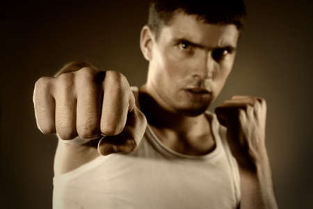 portrait of the hitting fighter