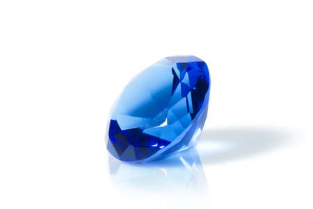 blue diamond isolated on whiteの写真素材