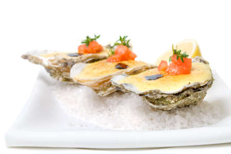 oysters with sauce の写真素材
