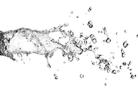 water splash with bubbles isolated on whiteの写真素材