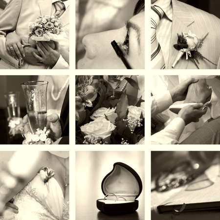 wedding photos set in sepiaの写真素材