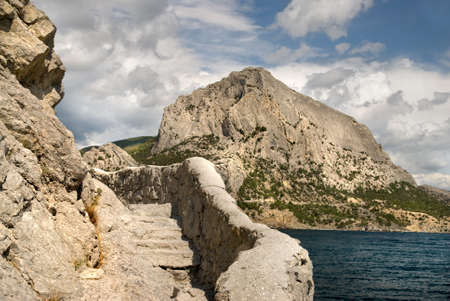 Stairs in the rock in crimea の写真素材