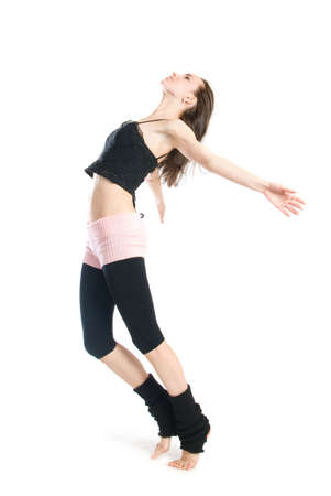 posing young dancer isolated on white backgroundの写真素材
