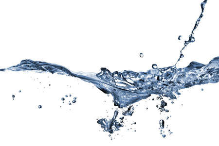 water splash with bubbles isolated on whiteの写真素材
