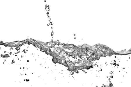water splash with bubbles isolated on whiteの写真素材