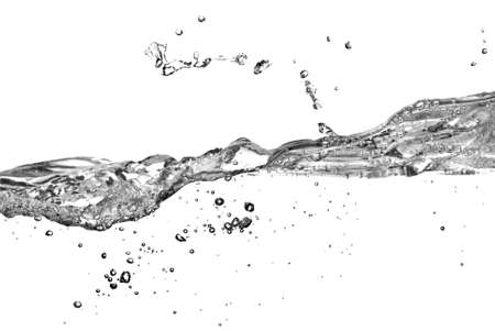 water splash with bubbles isolated on whiteの写真素材