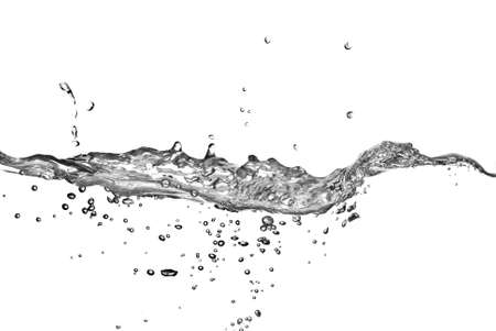 water splash with bubbles isolated on whiteの写真素材