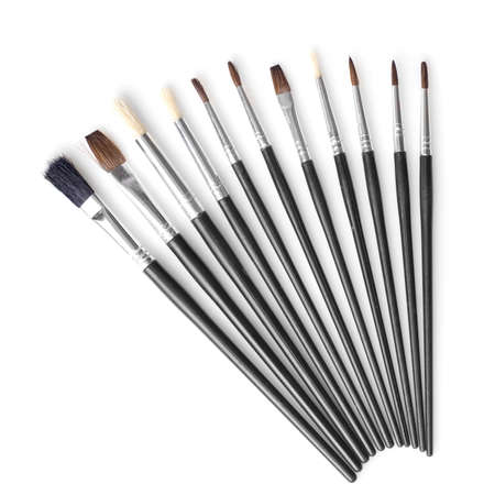 Set of different brushes isolated on whiteの写真素材