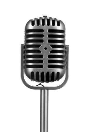 Retro microphone isolated on whiteの写真素材