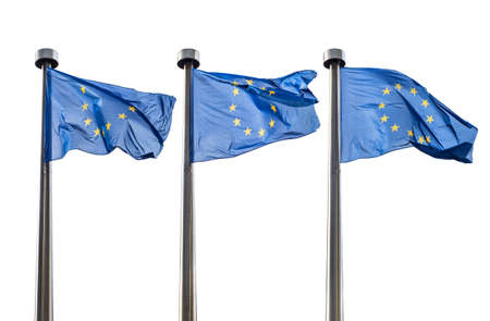 European Union flags isolated on white background