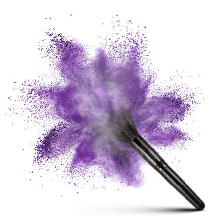 White powder explosion isolated on black backgroundの写真素材