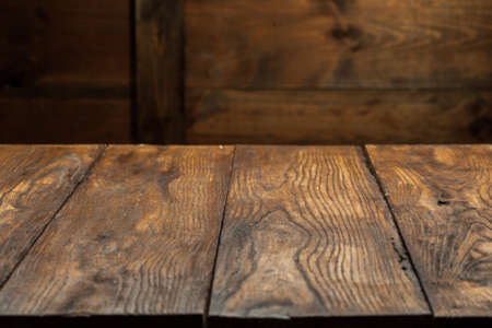 empty old wooden table topの写真素材