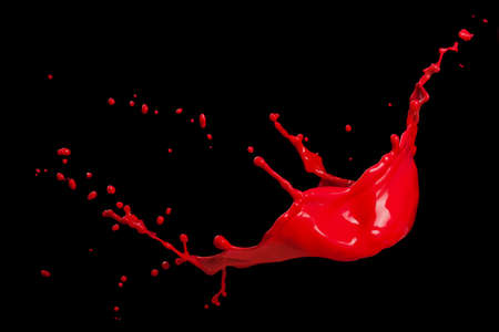 splash of red paint isolated on black background
