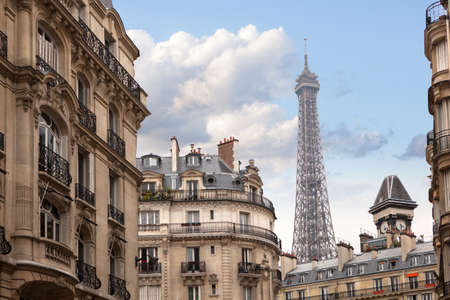 Eiffel tower in Paris. View from the city streets