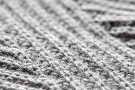 Grey knitting wool texture background. Texture of striped pattern fabric backgroundの写真素材