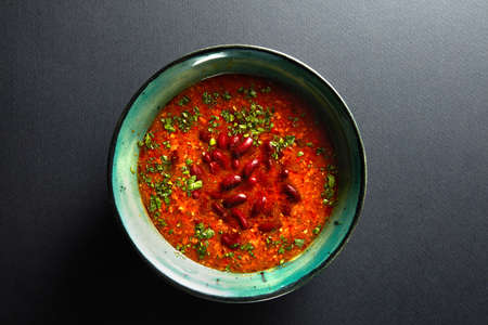 Ukrainian and russian national red soup isolated on blackの写真素材