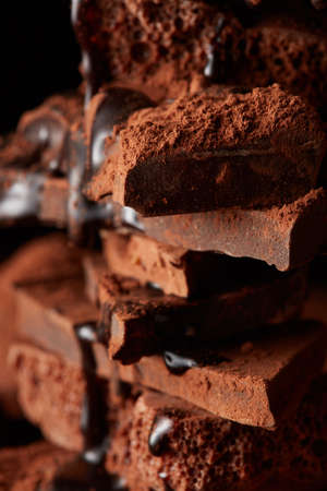 Heap of broken pieces chocolate