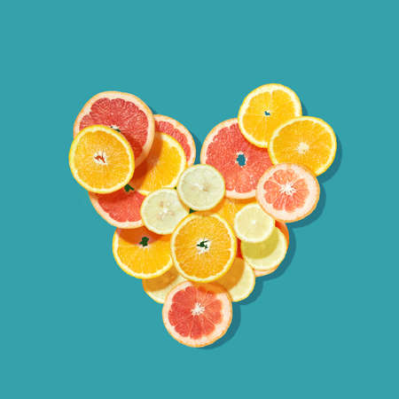 Fresh fruits heartの写真素材