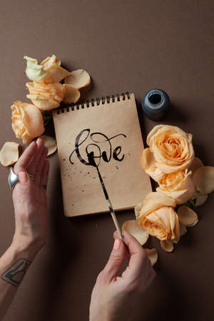 Diary or notebook with word love