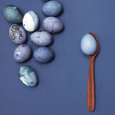 blue easter eggsの写真素材