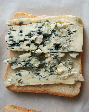 Toast with blue cheeseの写真素材