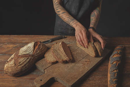 Sliced bread on a board