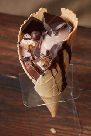 Ice cream in waffle cone