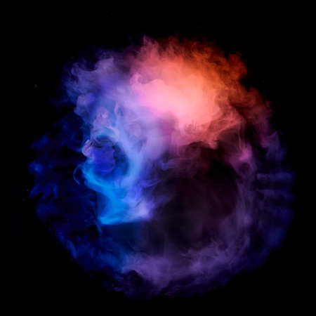 Abstract smoke. colorful smoke on a black background in shape of the skullの写真素材