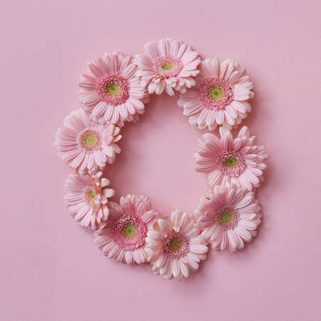 letter O made of flowers. Part of the word LOVE , floral alphabet