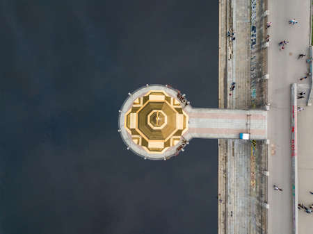 Kiev, Ukraine - May 13, 2018: Saint Nicholas on the water church from above in Kiev, Ukraineのeditorial素材