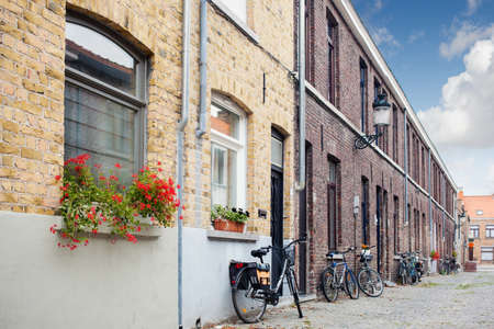 bicycle on the narrow streetの写真素材