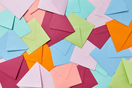 Multi colored craft envelopes pattern as a background.の写真素材