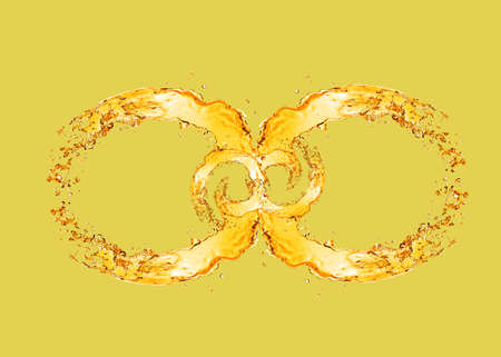 Infinity sign from splashing light beer.の写真素材