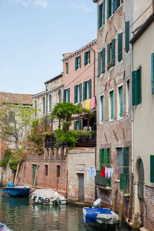Venice canal scene in Italyの写真素材