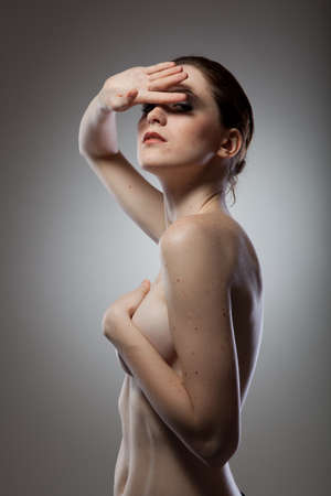 Portrait of beautiful naked womanの写真素材