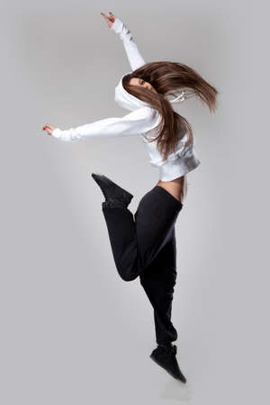 attractive jumping womanの写真素材