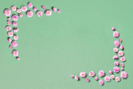 Corner flowers frame for congratulation.の写真素材