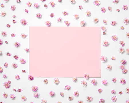 Romantic flowers frame for photo or congratulation.の写真素材