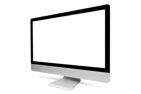 Computer monitor with blank mockup screen for work and play games on a white background with copy space.の写真素材