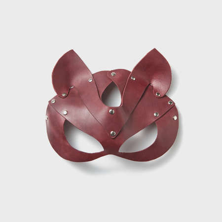 Red leather cat BDSM mask.の写真素材